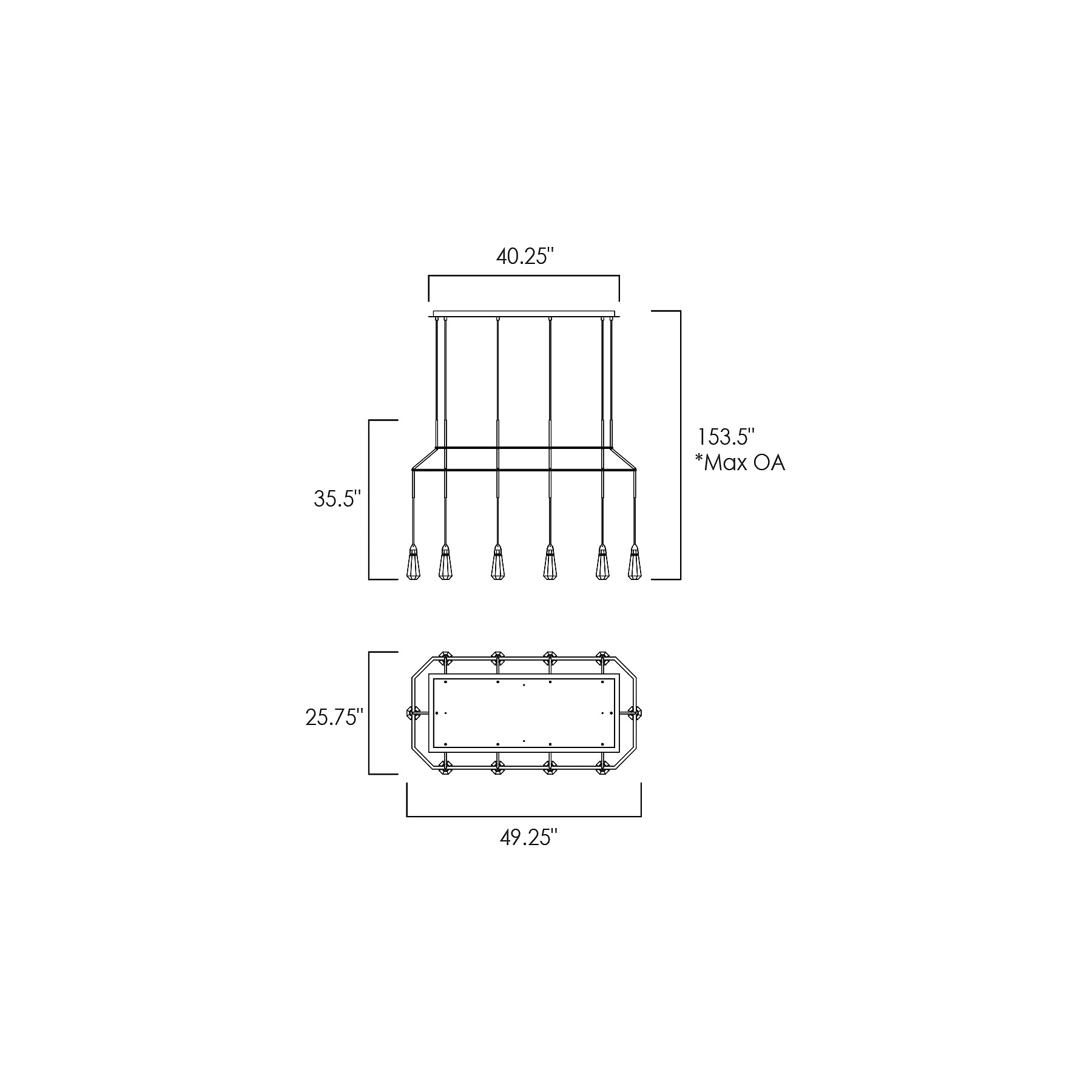 10 Carats LED Linear Suspension Diagram