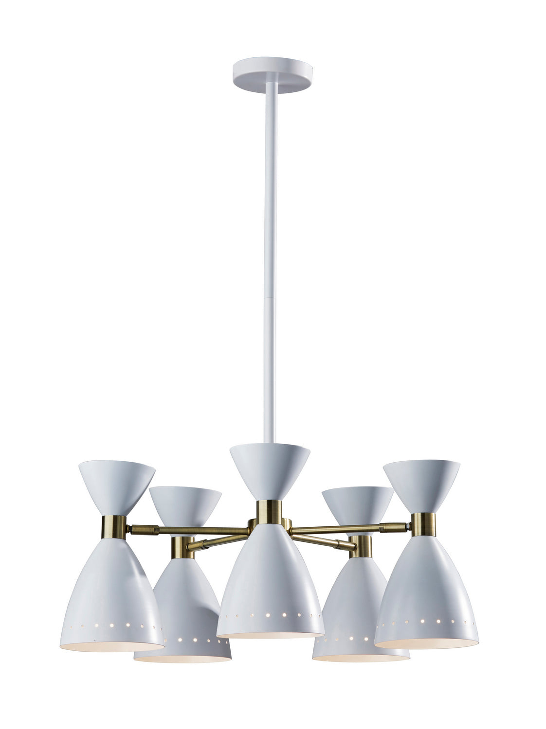 Adesso Home - 4280-02 - Five Light Pendant - Oscar - White W. Antique Brass