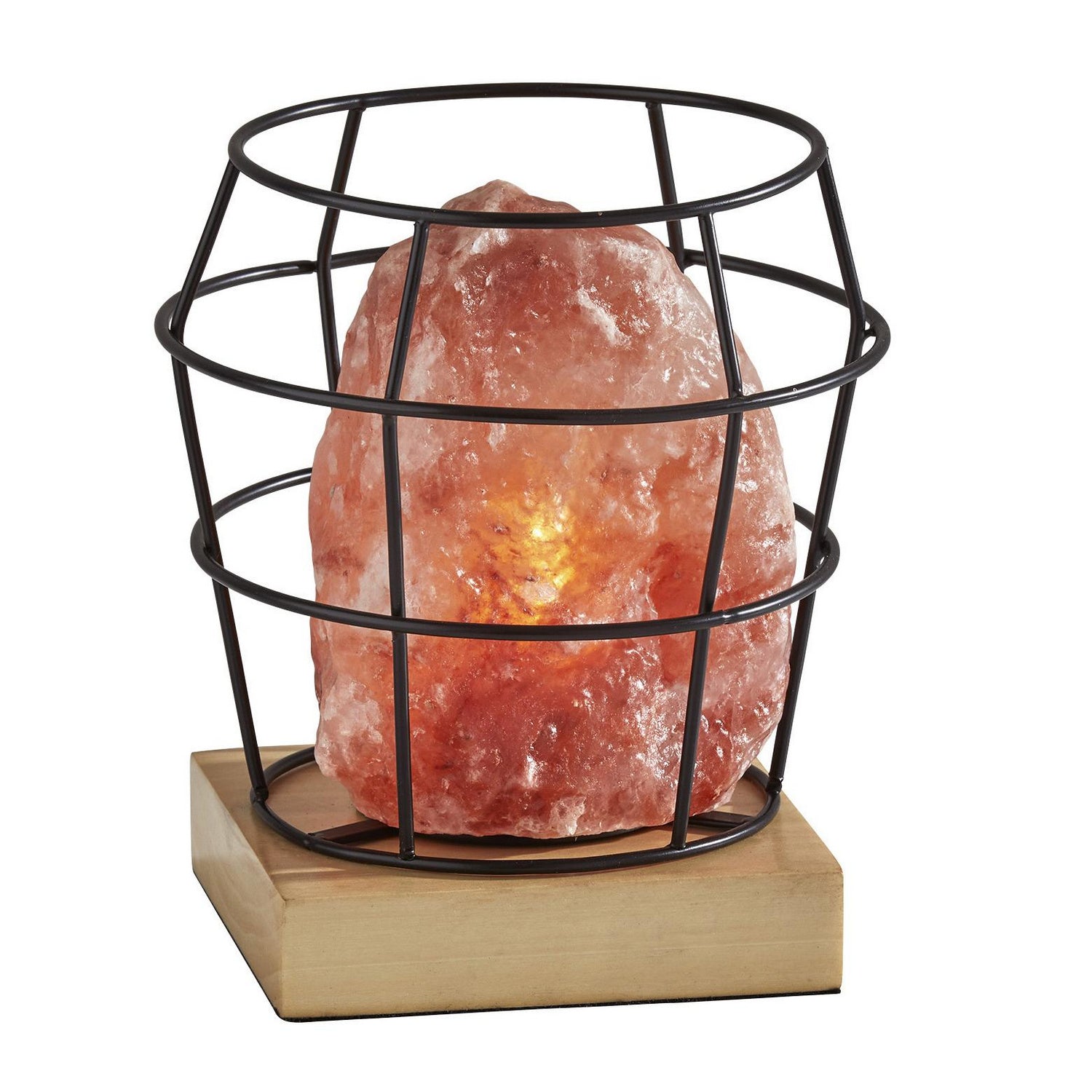 Adesso Home - SL1147-12 - Table Lamp - Faith - Black, Pink Himalayan Salt Rock & Natural Wood