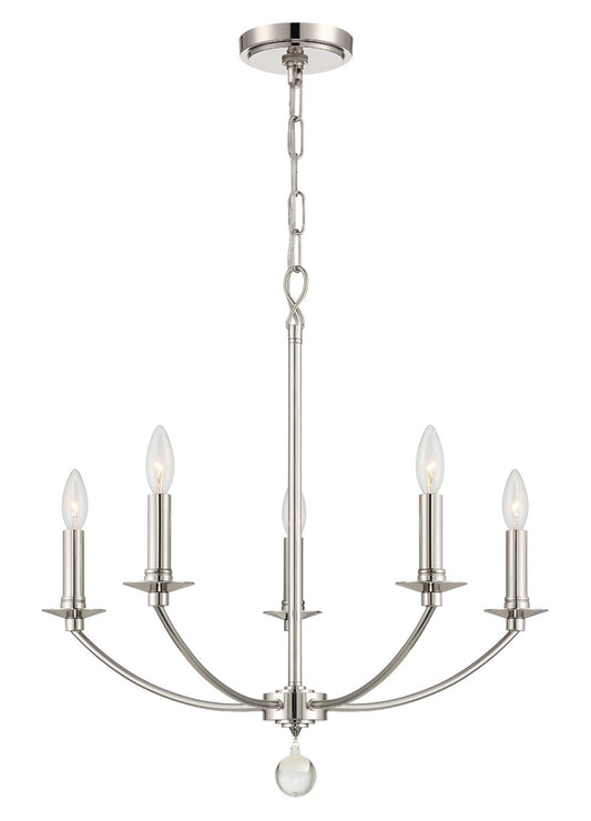 Crystorama - MIL-8005-PN - Five Light Chandelier - Mila - Polished Nickel