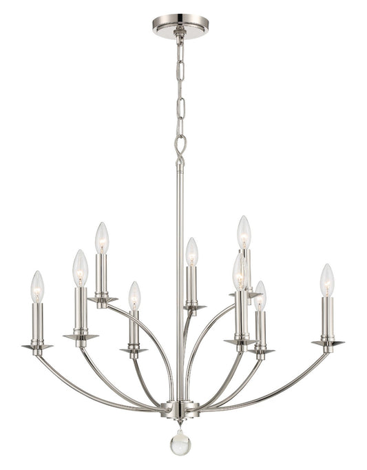 Crystorama - MIL-8009-PN - Nine Light Chandelier - Mila - Polished Nickel