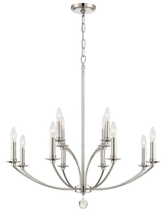 Crystorama - MIL-8012-PN - 12 Light Chandelier - Mila - Polished Nickel