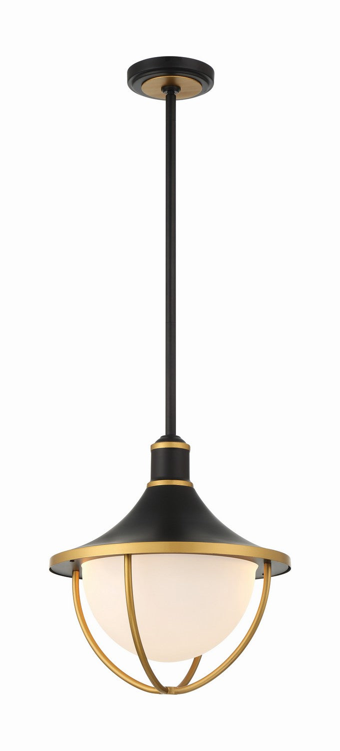 Crystorama - ATL-705-MK-TG - Three Light Outdoor Pendant - Atlas - Matte Black / Textured Gold