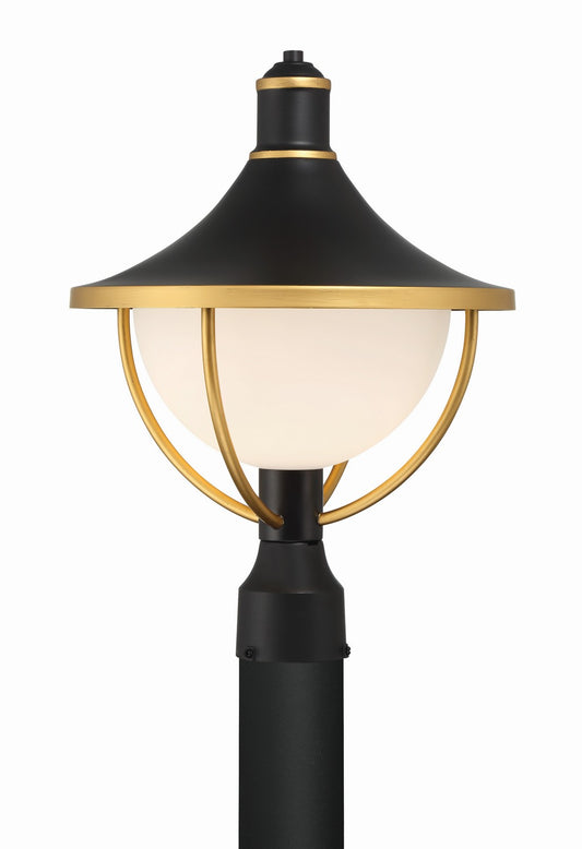 Crystorama - ATL-709-MK-TG - One Light Outdoor Post Mount - Atlas - Matte Black / Textured Gold