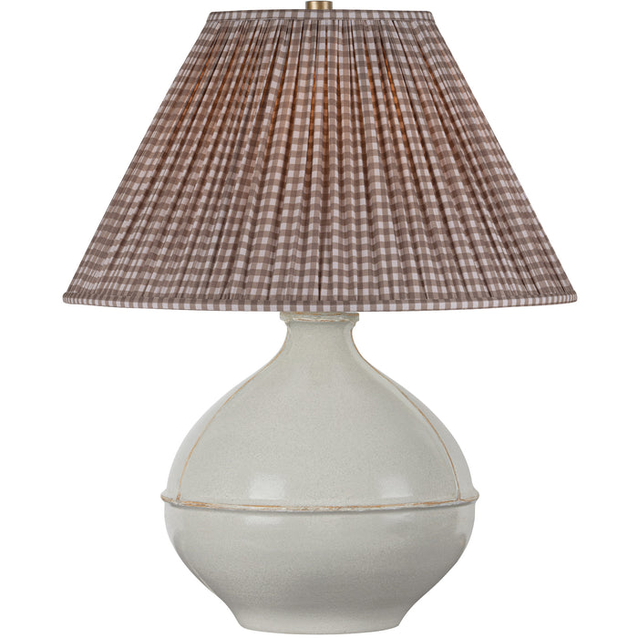 Salvage Table Lamp With Gingham Brown Shade