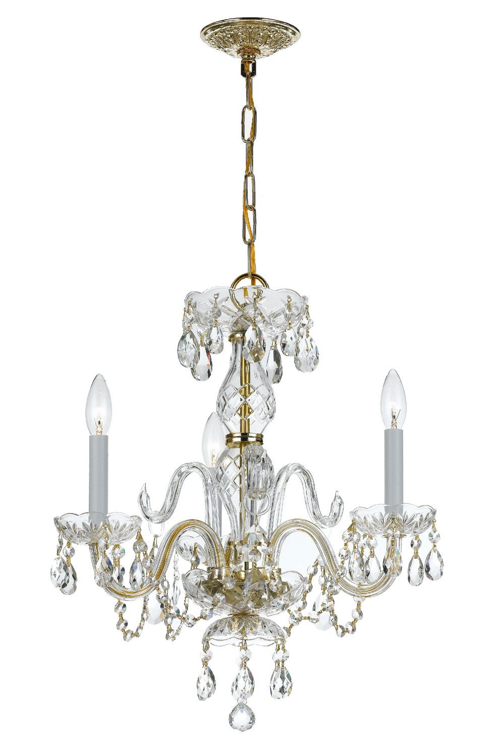 Crystorama - 5044-PB-CL-S - Three Light Mini Chandelier - Traditional Crystal - Polished Brass