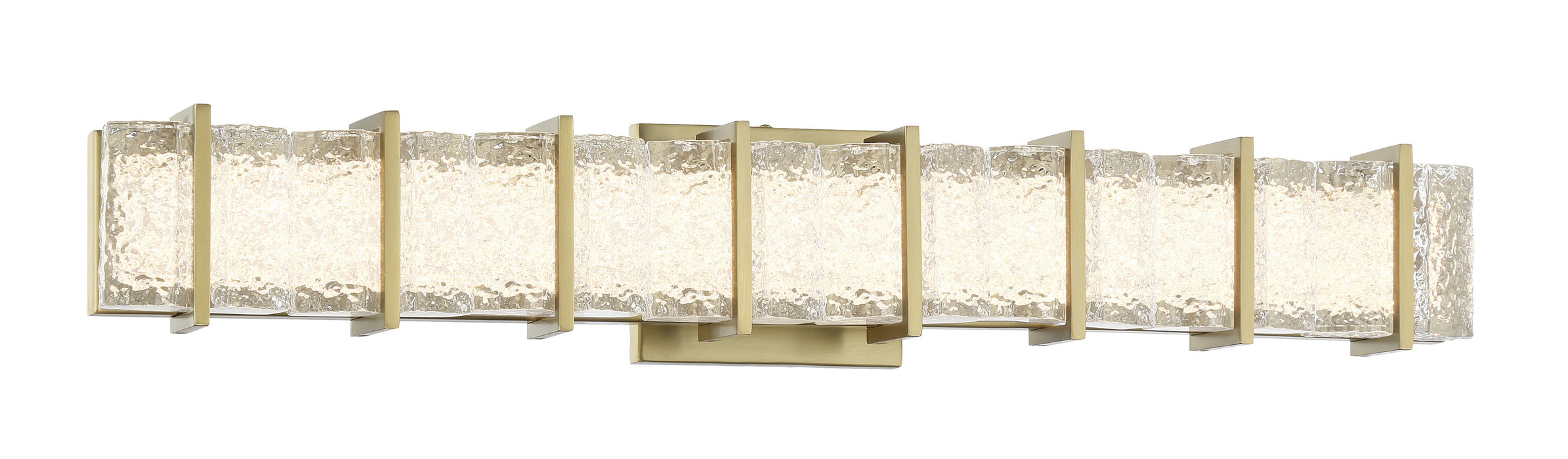 Sevryn LED Vanity in Soft Brass Finish with Cast Clear Textured Crystal Glass - Minka-Lavery