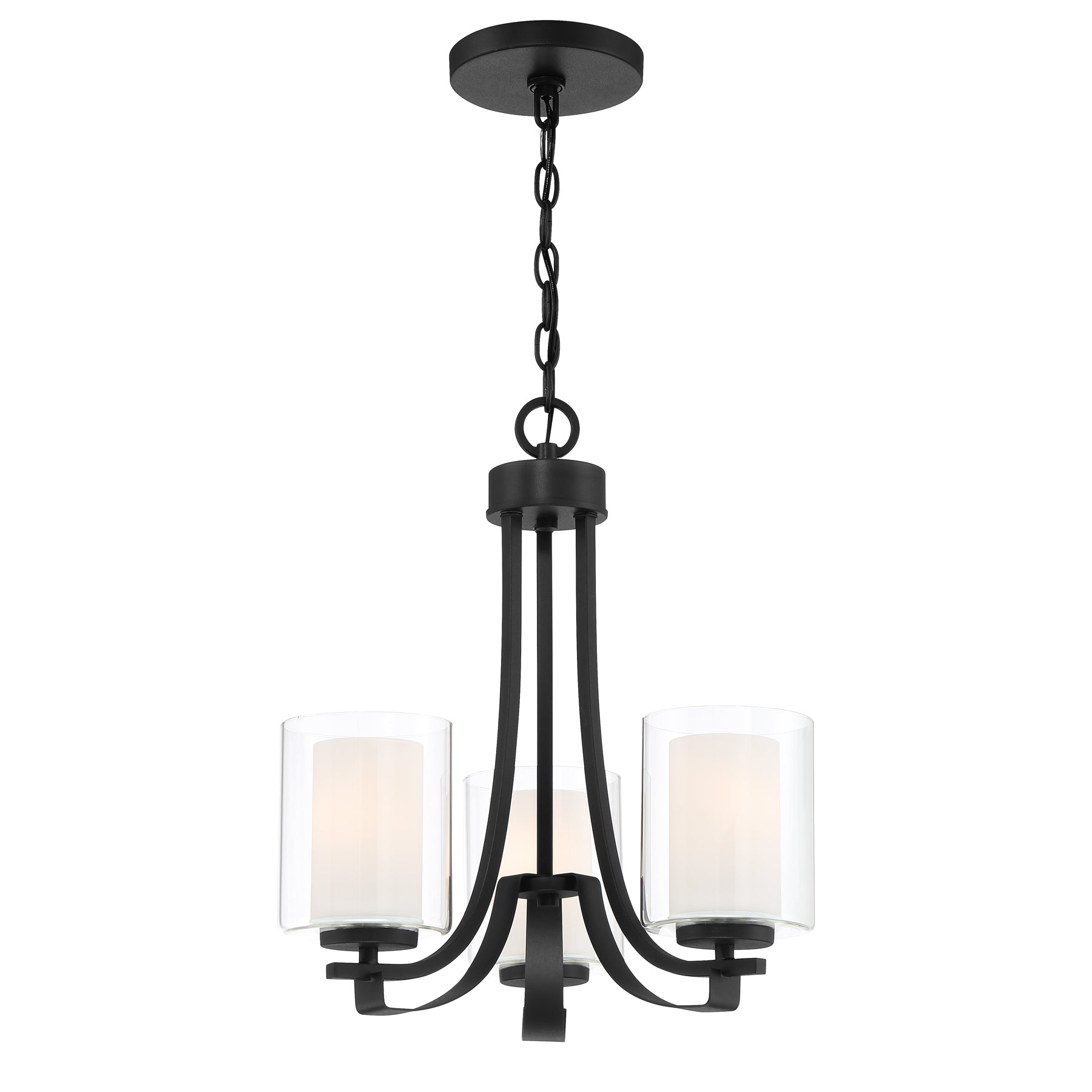 Parsons Studio 3 Light Mini Chandelier in Sand Coal Finish with Clear and Etched White Glass - Minka-Lavery