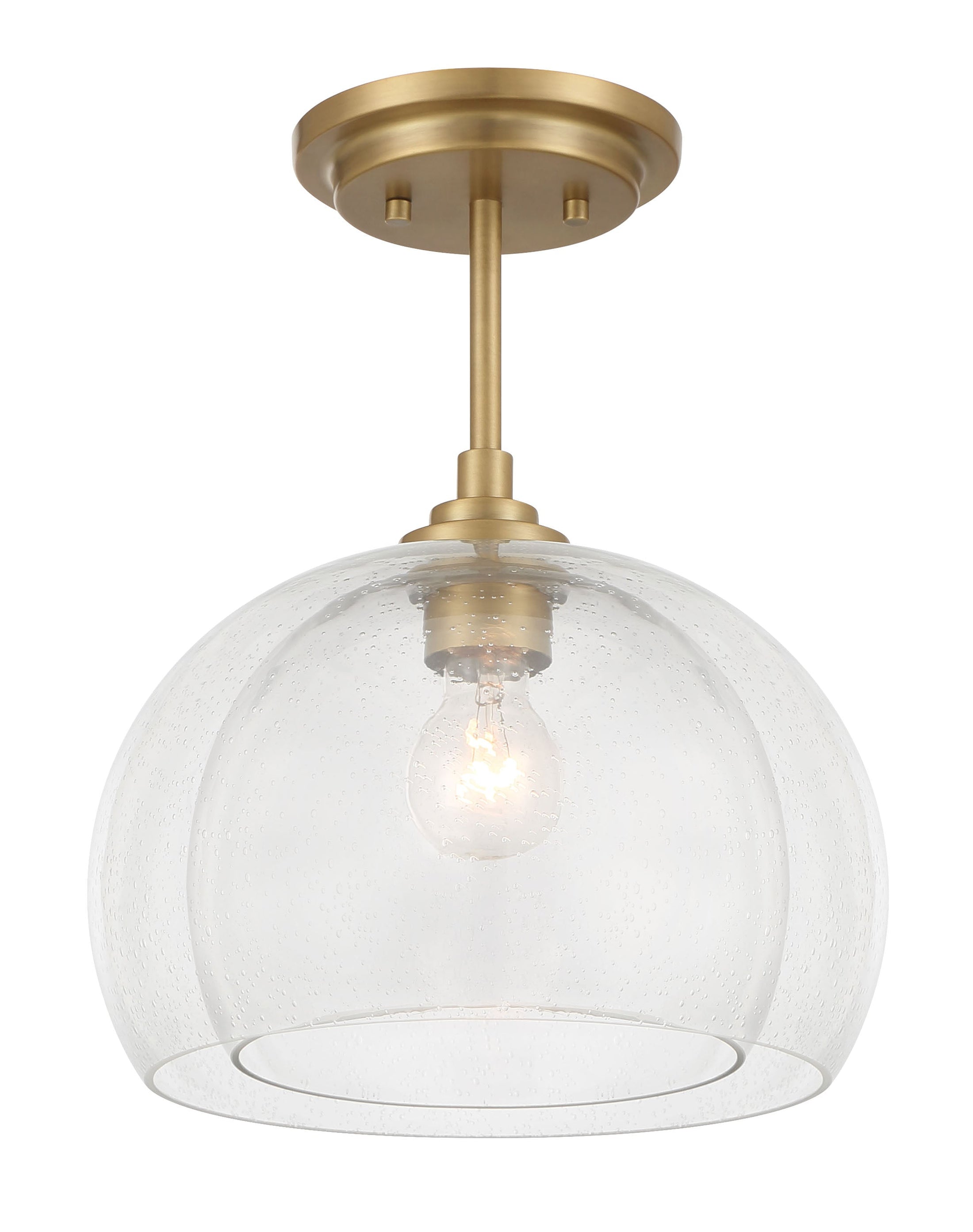 Glint 1-Light Convertible Pendant/Semi Flush - Legacy Brass and Clear - Minka-Lavery