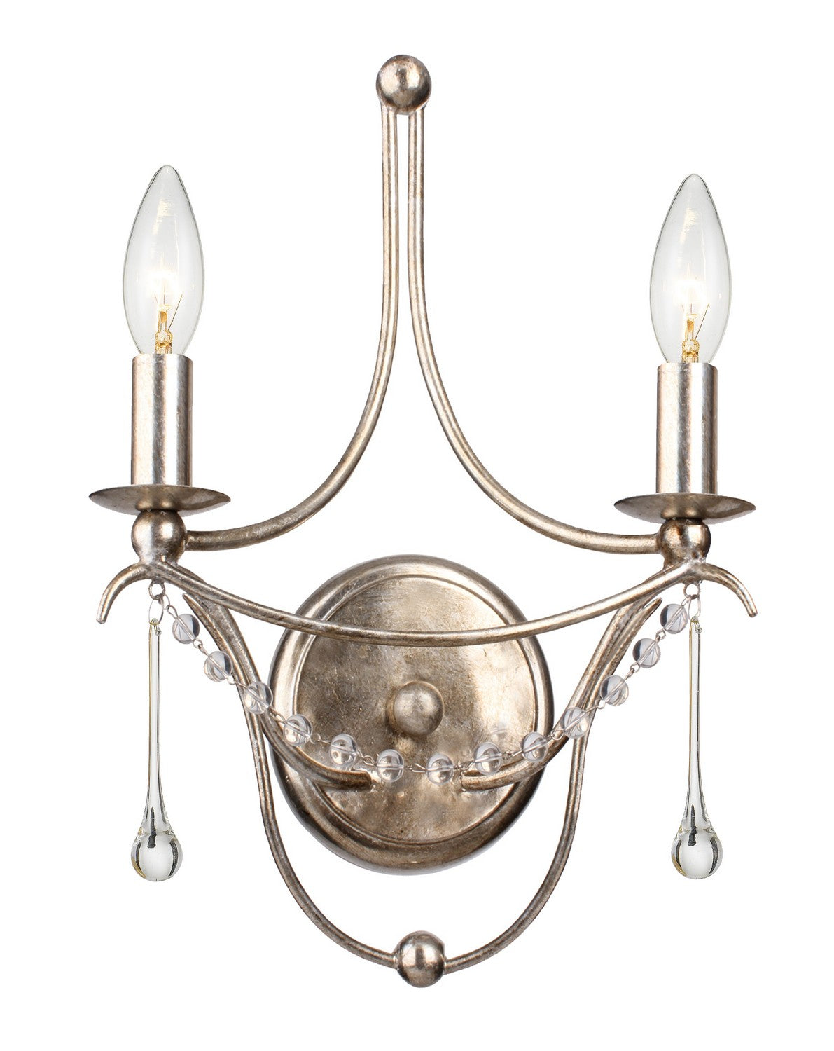 Crystorama - 422-SA - Two Light Wall Sconce - Metro - Antique Silver