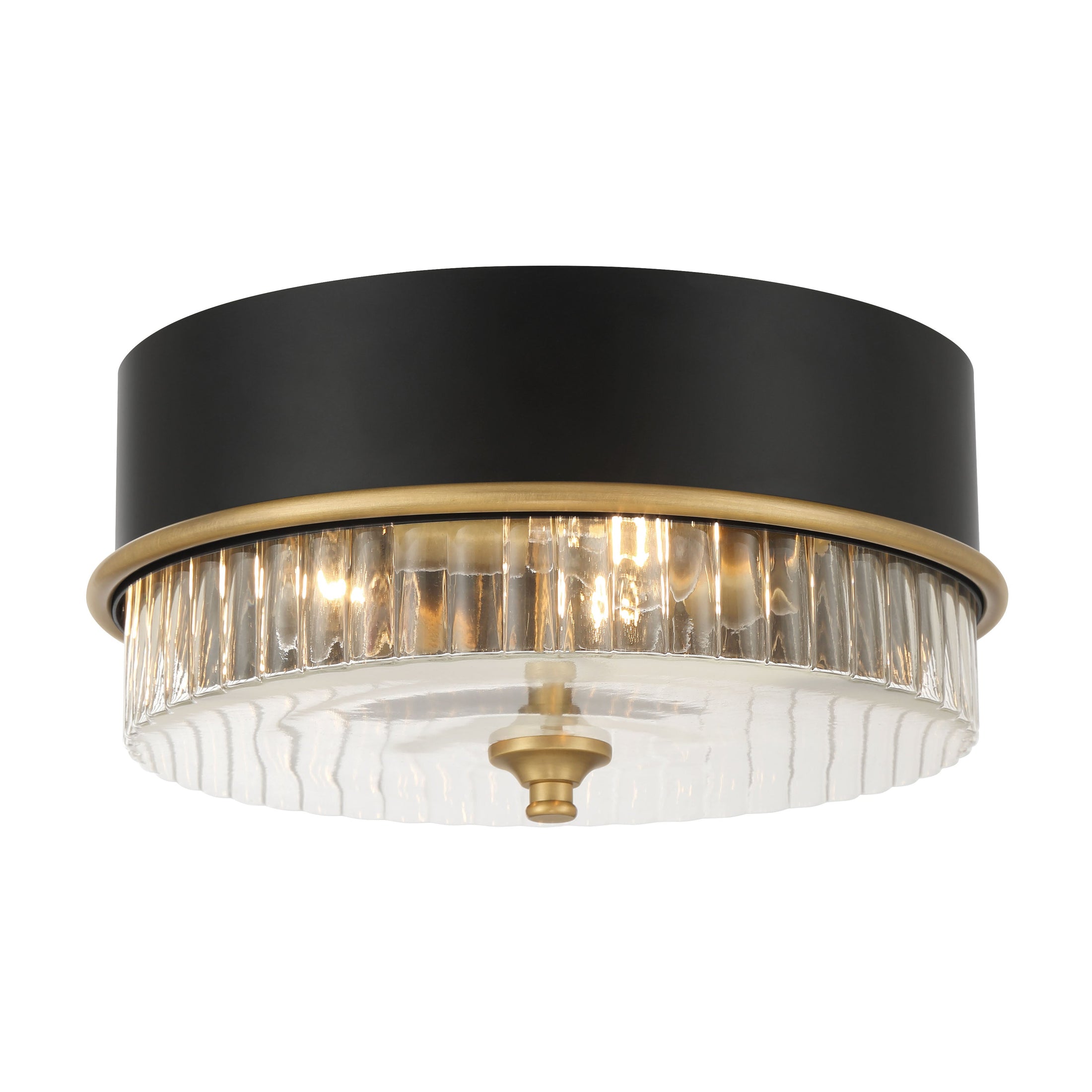 Stamford 3-Light Flush Mount - Dark Matte Black, Legacy Brass and Clear - Minka-Lavery