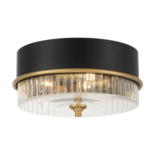 Stamford 3-Light Flush Mount - Dark Matte Black, Legacy Brass and Clear - Minka-Lavery