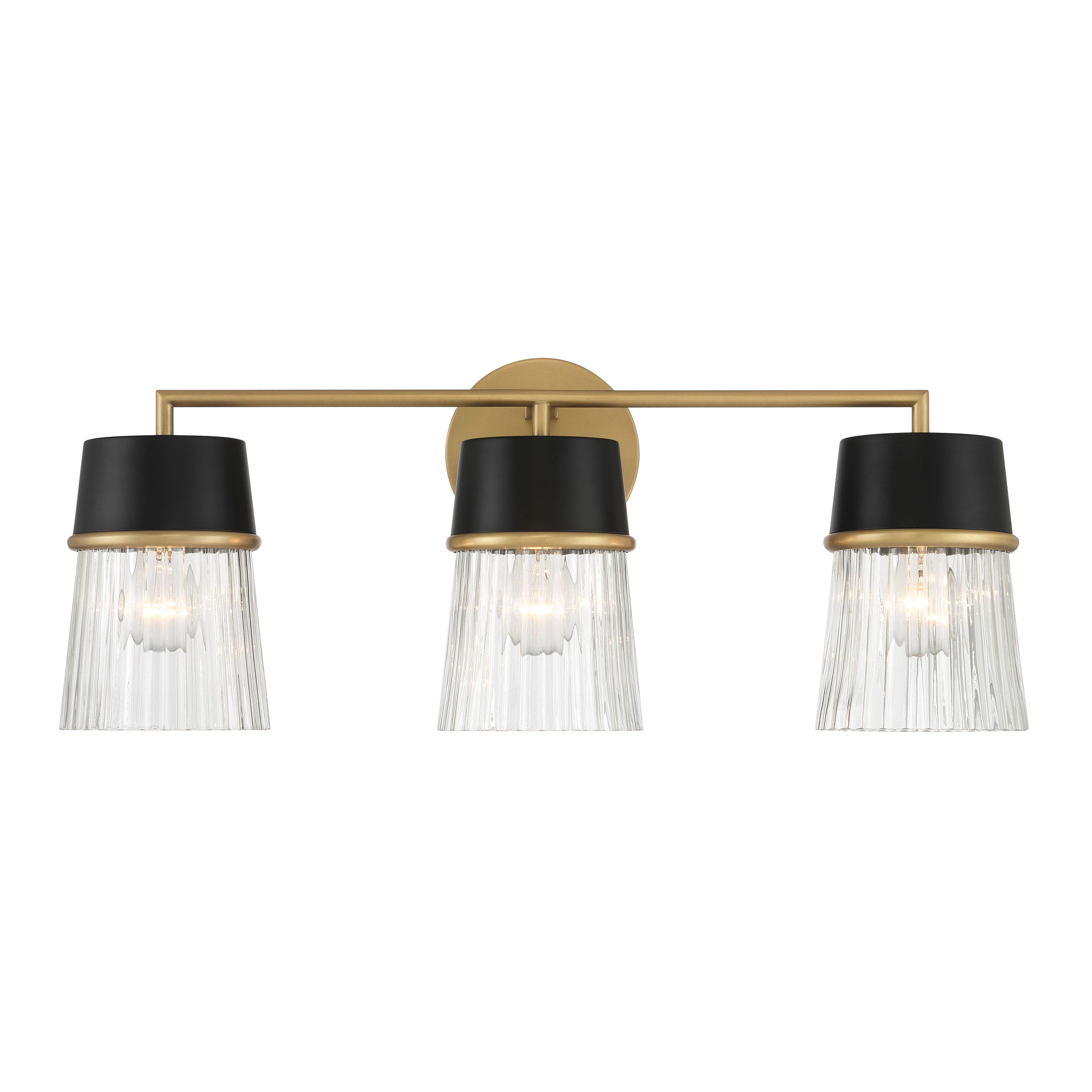 Stamford 3-Light Vanity - Dark Matte Black, Legacy Brass and Clear - Minka-Lavery