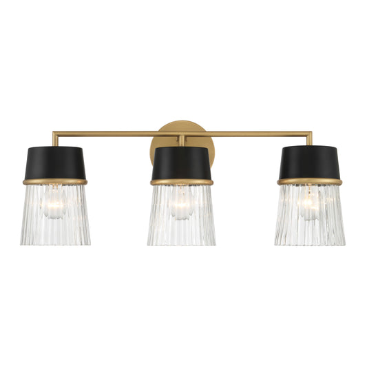 Stamford 3-Light Vanity - Dark Matte Black, Legacy Brass and Clear - Minka-Lavery