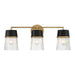 Stamford 3-Light Vanity - Dark Matte Black, Legacy Brass and Clear - Minka-Lavery