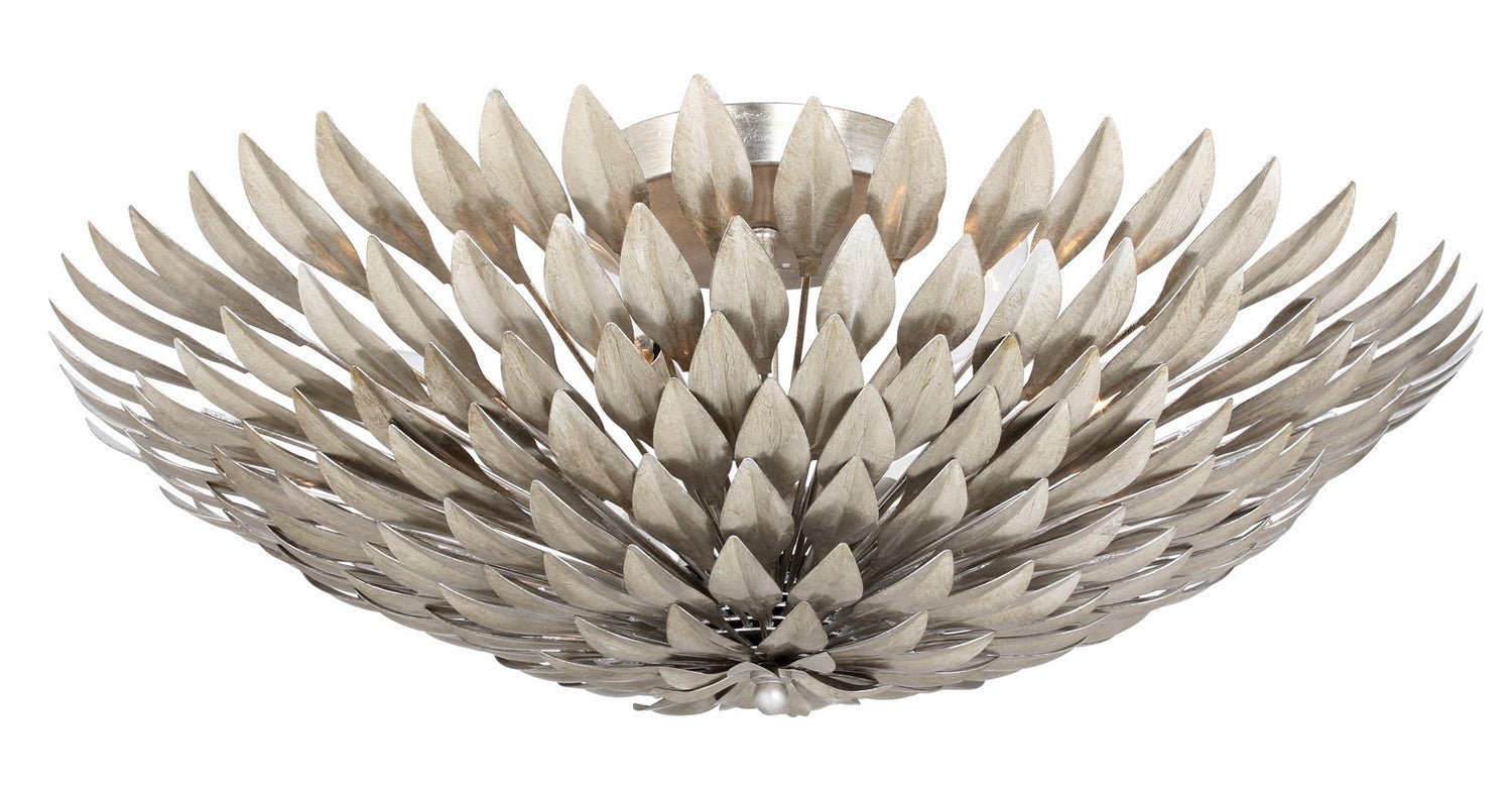 Crystorama - 507-SA - Six Light Flush Mount - Broche - Antique Silver