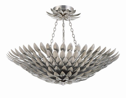 Crystorama - 517-SA_CEILING - Six Light Semi Flush Mount - Broche - Antique Silver