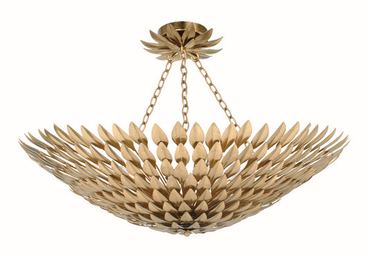 Crystorama - 519-GA_CEILING - Eight Light Semi Flush Mount - Broche - Antique Gold