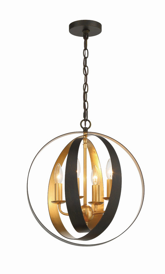 Crystorama - 584-EB-GA - Four Light Mini Chandelier - Luna - English Bronze / Antique Gold