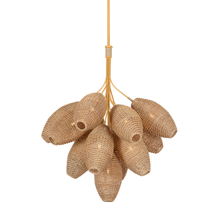 Karpathos Chandelier by Corbett Lighting - Vintage Gold Leaf Finish