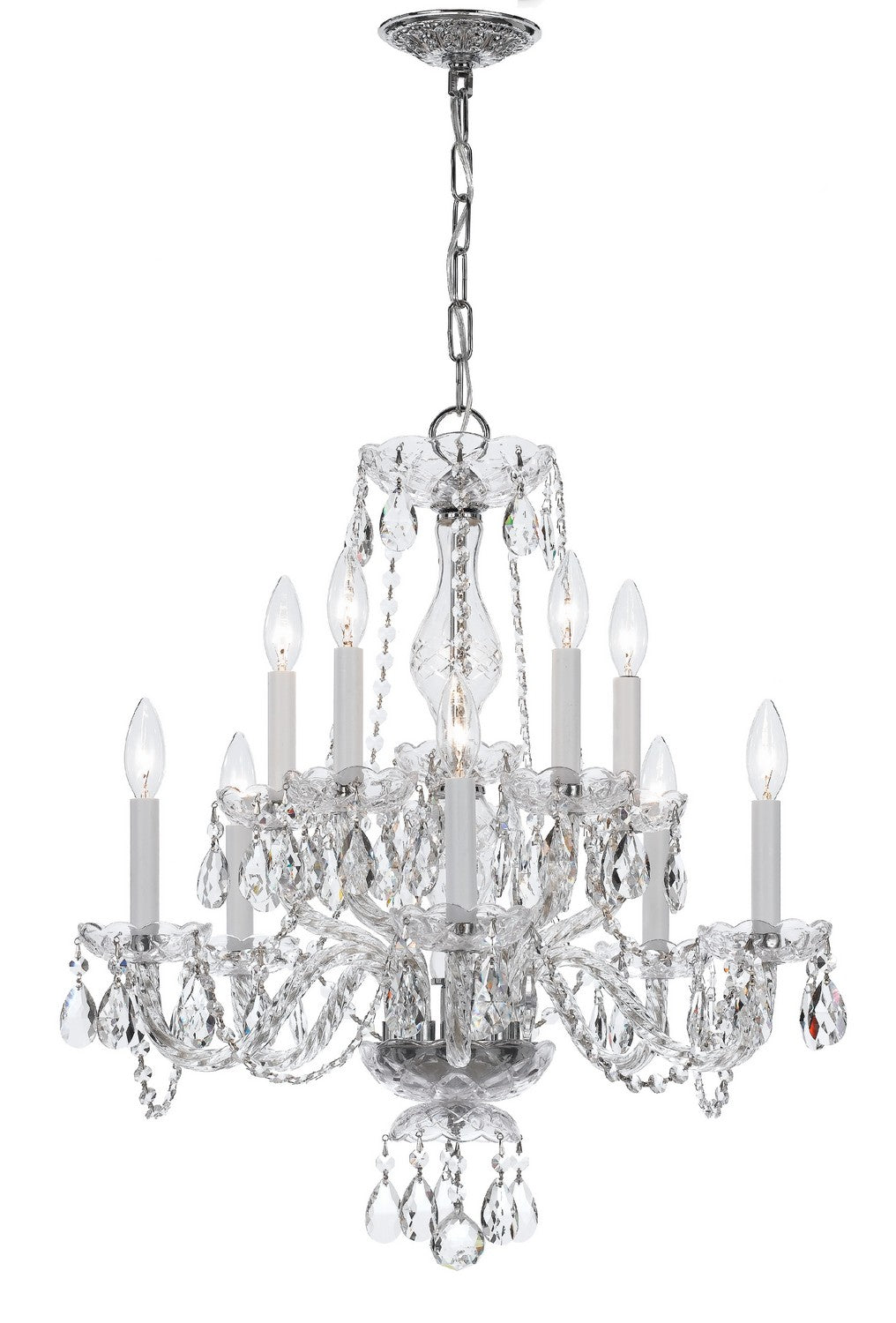 Crystorama - 5080-CH-CL-SAQ - Ten Light Chandelier - Traditional Crystal - Polished Chrome