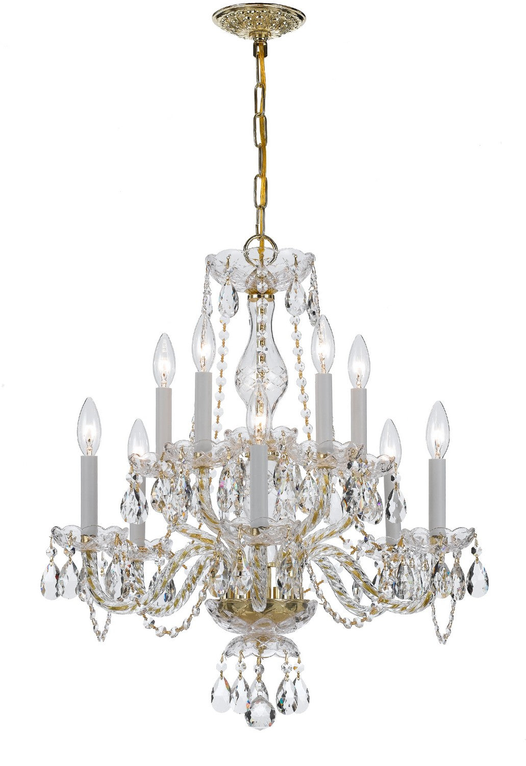 Crystorama - 5080-PB-CL-MWP - Ten Light Chandelier - Traditional Crystal - Polished Brass