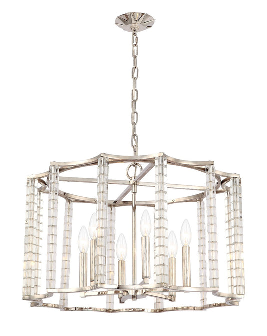 Crystorama - 8856-PN - Six Light Chandelier - Carson - Polished Nickel