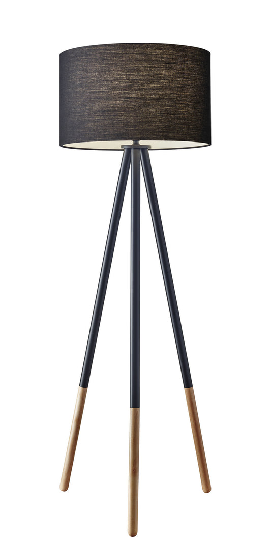 Adesso Home - 6285-01 - Floor Lamp - Louise - Black Metal/Wood