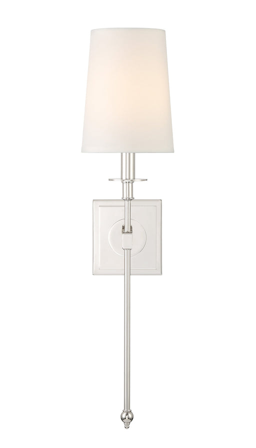 Calera 1 Light Wall Sconce in Polished Nickel Finish and White Fabric Shade - Minka-Lavery