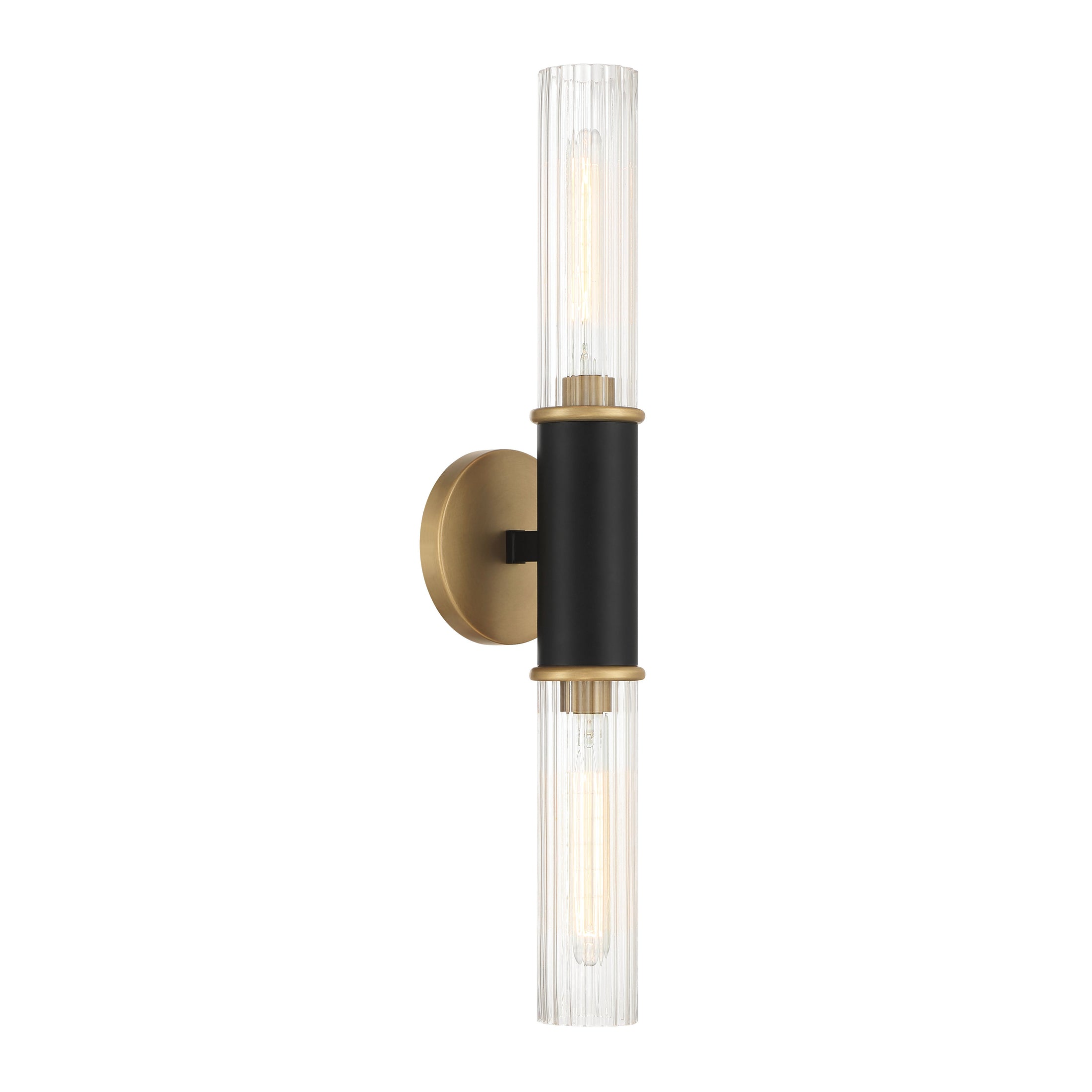 Stamford 2-Light Wall Sconce - Dark Matte Black, Legacy Brass and Clear - Minka-Lavery