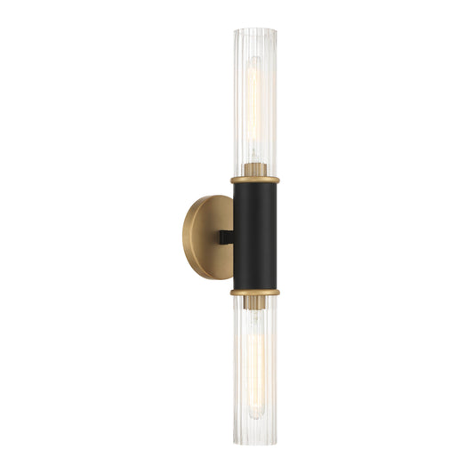 Stamford 2-Light Wall Sconce - Dark Matte Black, Legacy Brass and Clear - Minka-Lavery
