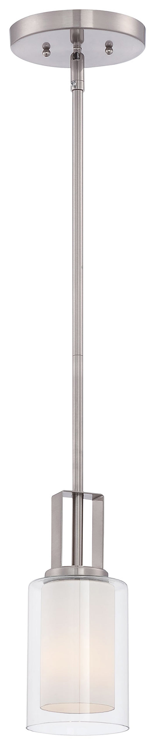 Parsons Studio 1 Light Mini Pendant in Brushed Nickel Finish with Clear and Etched White Glass - Minka-Lavery