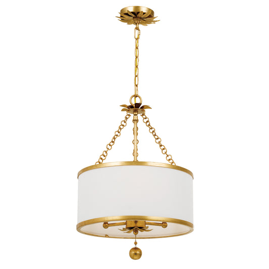 Crystorama - 513-GA - Three Light Chandelier - Broche - Antique Gold