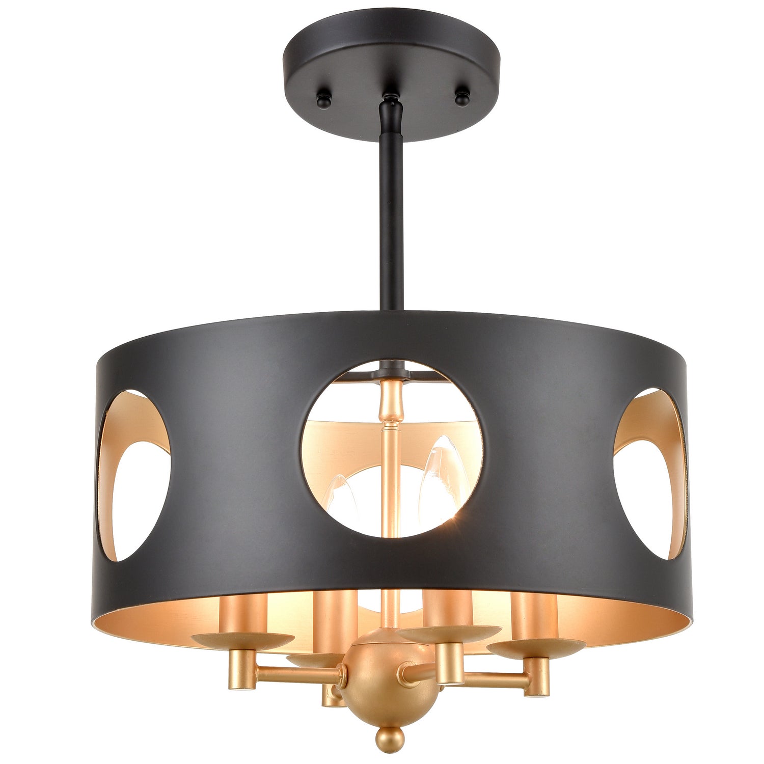 Crystorama - ODE-700-BK-GA - Four Light Pendant - Odelle - Black / Antique Gold