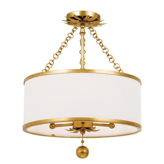 Crystorama - 513-GA_CEILING - Three Light Semi Flush Mount - Broche - Antique Gold