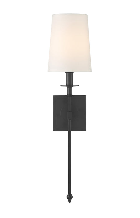 Calera 1 Light Wall Sconce in Coal Black Finish with White Fabric Shade - Minka-Lavery