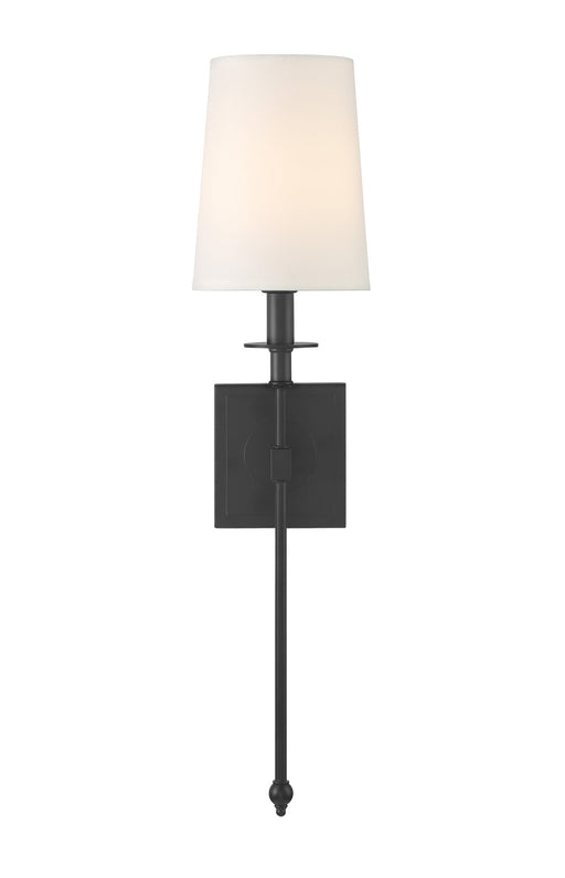 Calera 1 Light Wall Sconce in Coal Black Finish with White Fabric Shade - Minka-Lavery