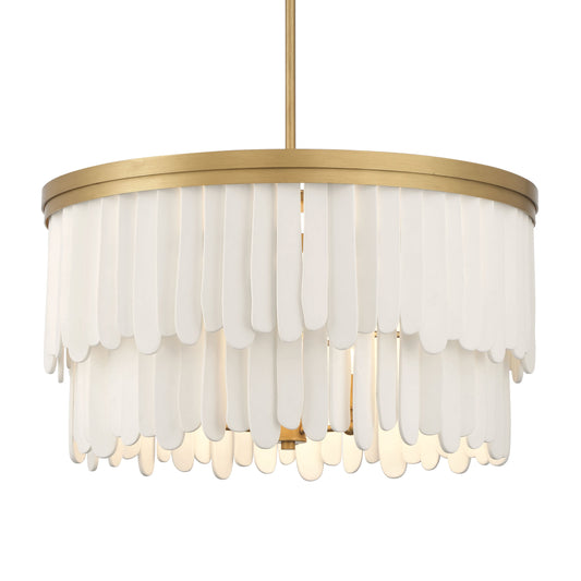Briscade 9-Light Pendant - Painted Legacy Brass and White - Minka-Lavery