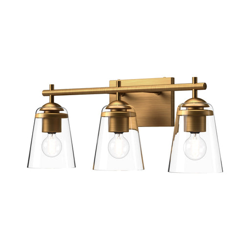 Addison 22-in Aged Gold/Clear Glass 3 Lights Vanity by Alora Lighting | VL638221AGCL | Alora Lighting