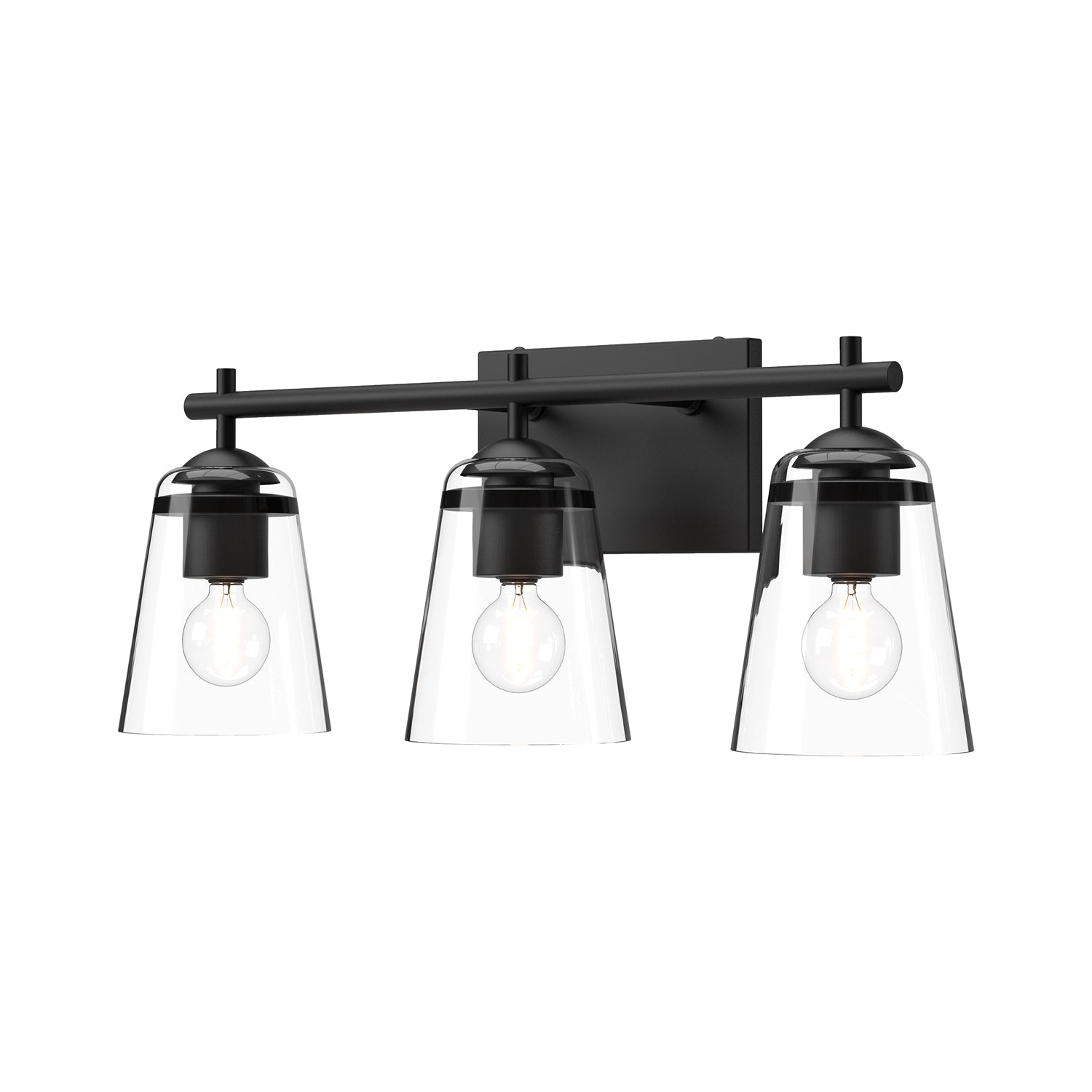 Addison 22-in Clear Glass/Matte Black 3 Lights Vanity by Alora Lighting | VL638221MBCL | Alora Lighting