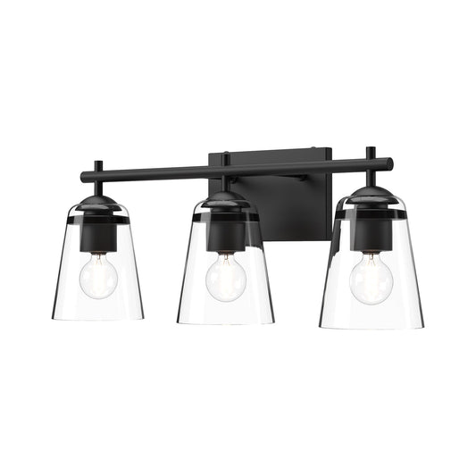 Addison 22-in Clear Glass/Matte Black 3 Lights Vanity by Alora Lighting | VL638221MBCL | Alora Lighting