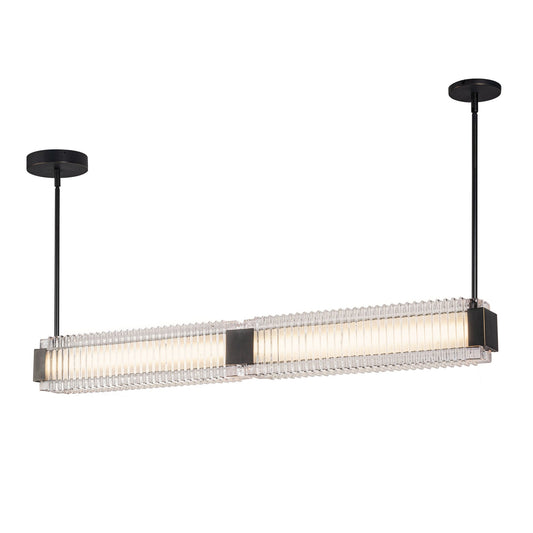 Alai 47-in Urban Bronze/Ribbed Glass LED Linear Pendant by Alora Lighting | LP374247UBCR-UNV | Alora Lighting