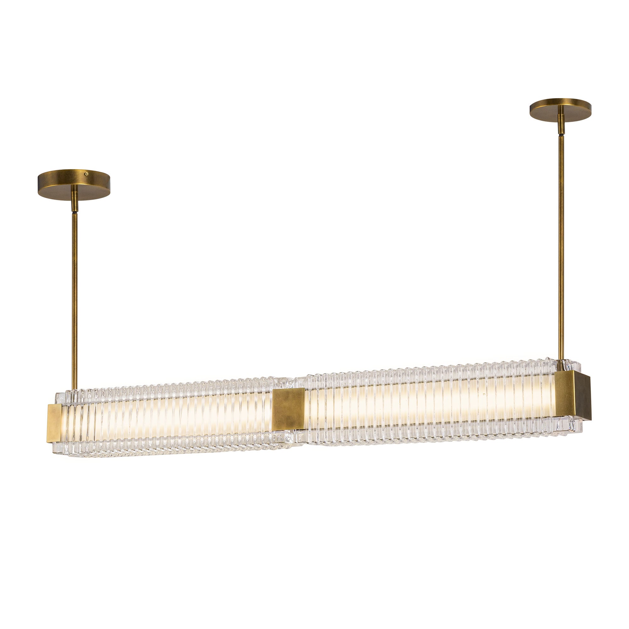 Alai 47-in Vintage Brass/Ribbed Glass LED Linear Pendant by Alora Lighting | LP374247VBCR-UNV | Alora Lighting