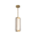 Load image into Gallery viewer, Alai 16-in Vintage Brass/Ribbed Glass LED Pendant by Alora Lighting | PD374316VBCR-UNV | Alora Lighting
