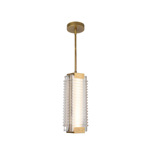 Alai 16-in Vintage Brass/Ribbed Glass LED Pendant by Alora Lighting | PD374316VBCR-UNV | Alora Lighting