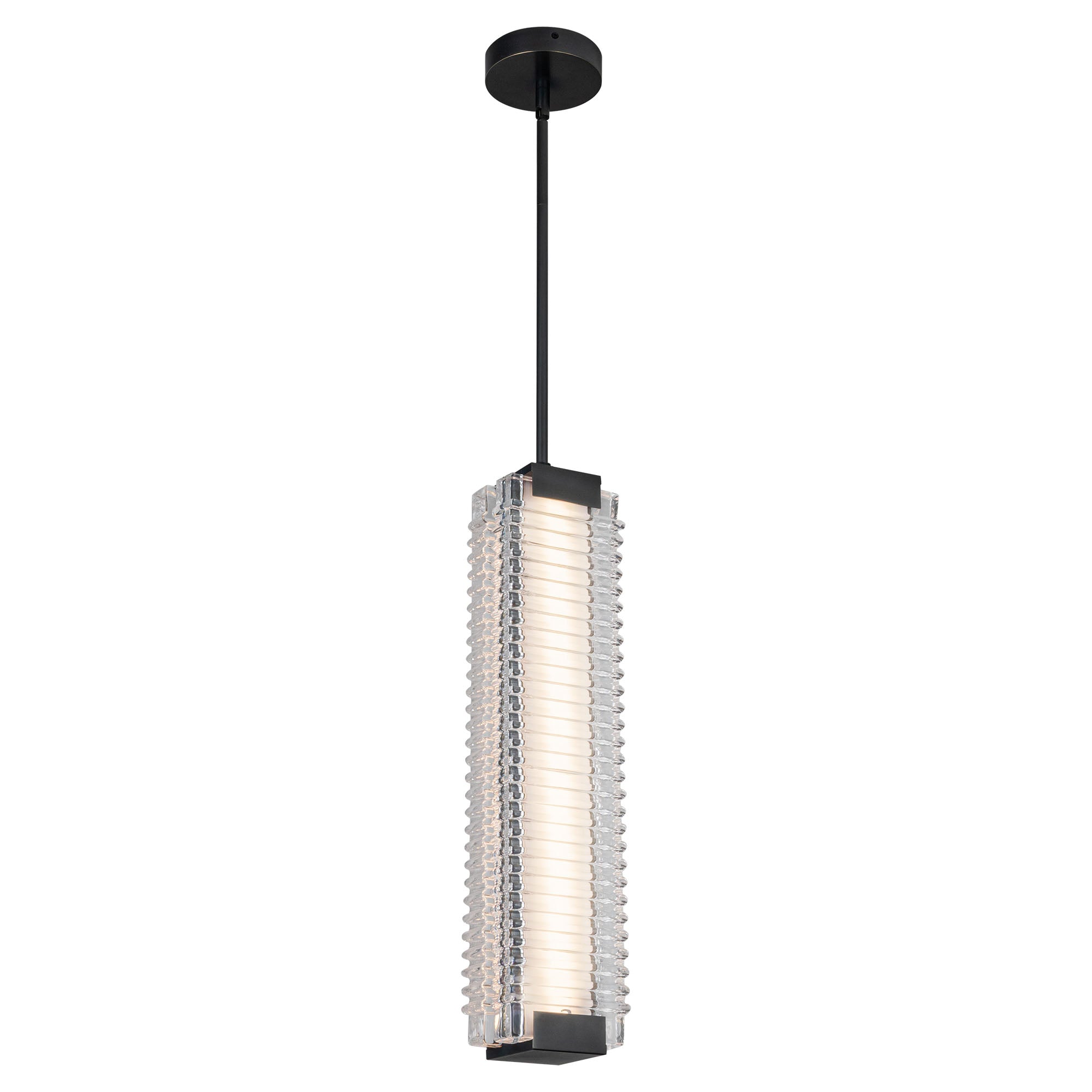 Alai 24-in Urban Bronze/Ribbed Glass LED Pendant by Alora Lighting | PD374624UBCR-UNV | Alora Lighting