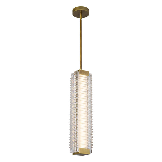 Alai 24-in Vintage Brass/Ribbed Glass LED Pendant by Alora Lighting | PD374624VBCR-UNV | Alora Lighting