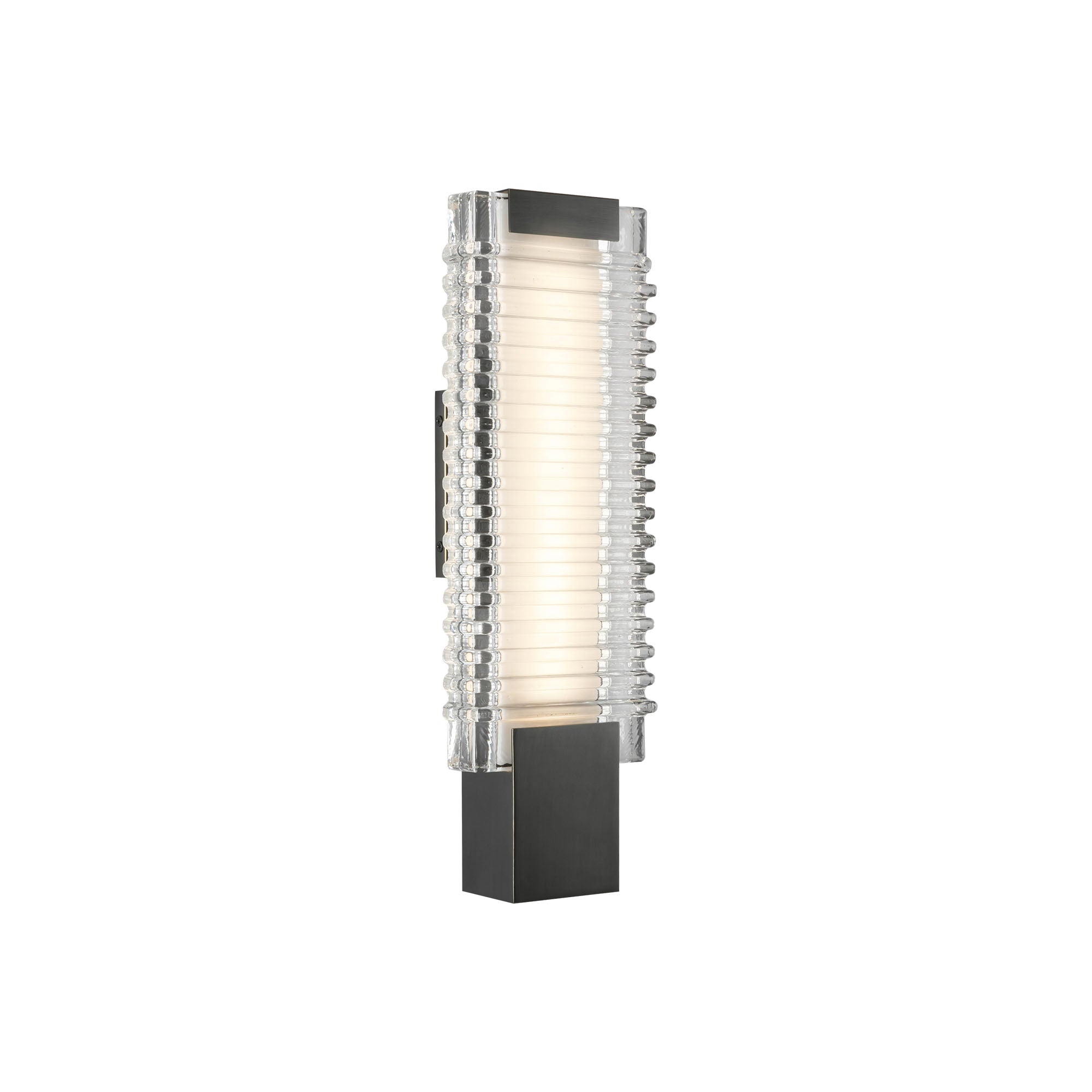 Alai 17-in Urban Bronze/Ribbed Glass LED Wall Vanity by Alora Lighting | WV374118UBCR | Alora Lighting