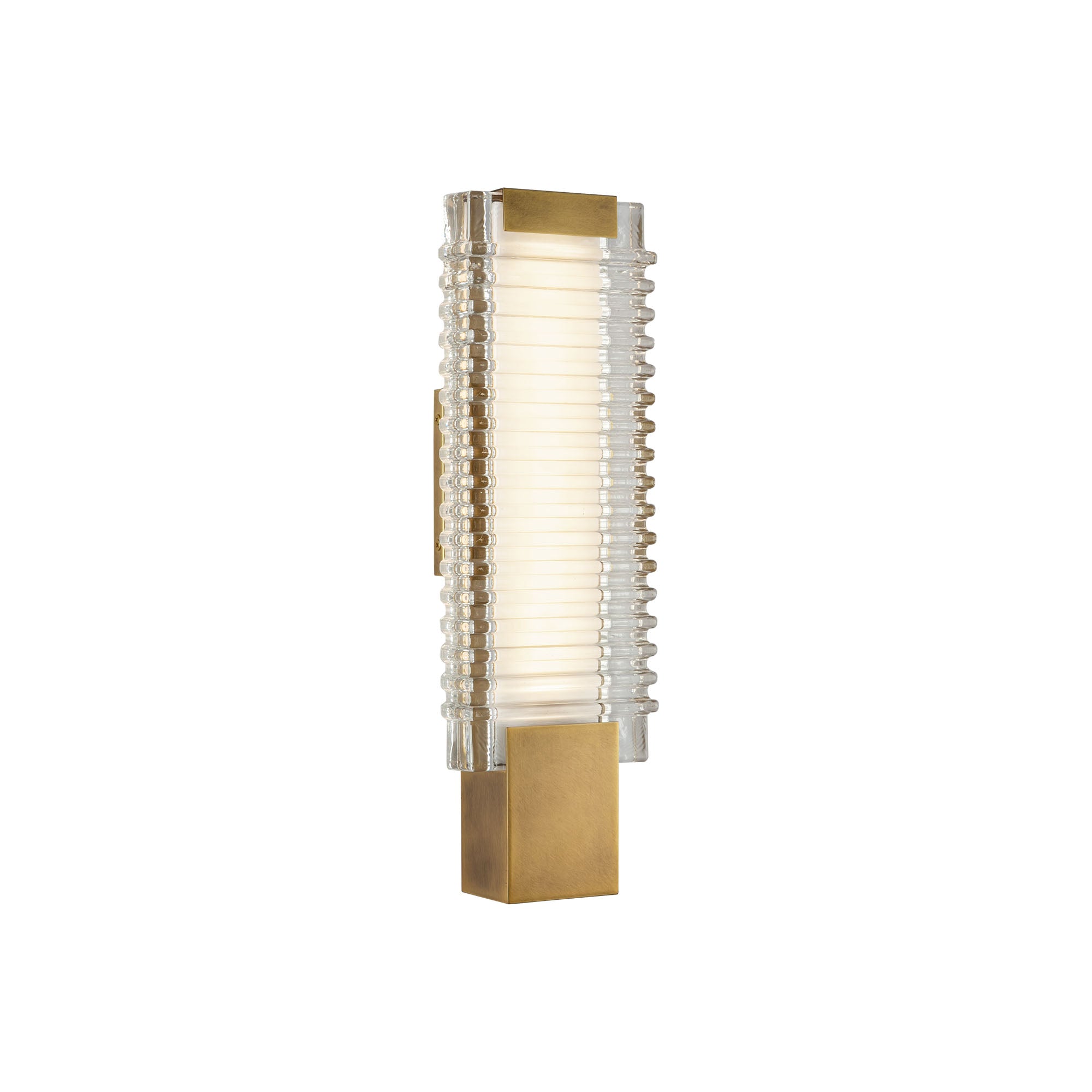 Alai 17-in Vintage Brass/Ribbed Glass LED Wall Vanity by Alora Lighting | WV374118VBCR | Alora Lighting