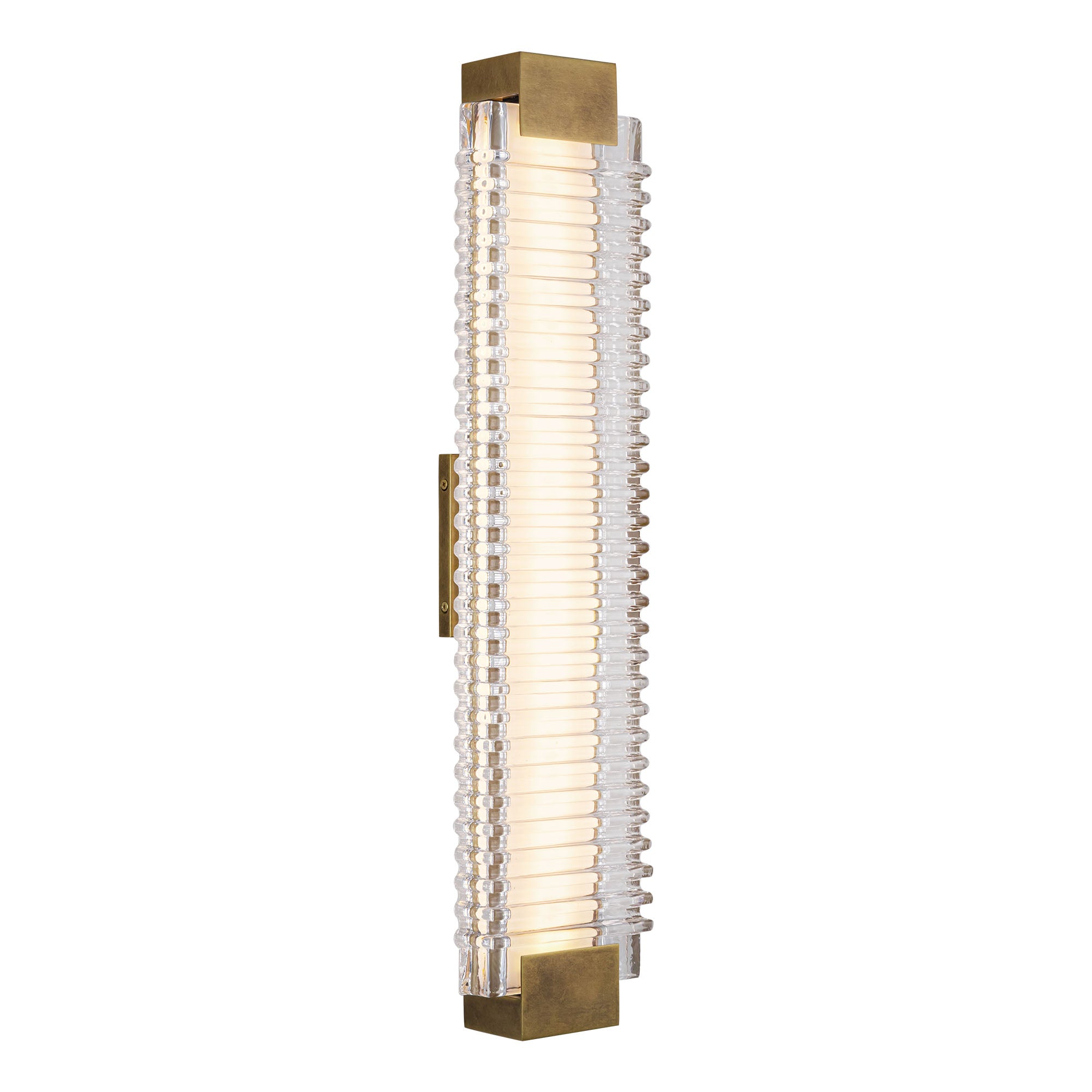 Alai 25-in Vintage Brass/Ribbed Glass LED Wall Vanity by Alora Lighting | WV374225VBCR | Alora Lighting
